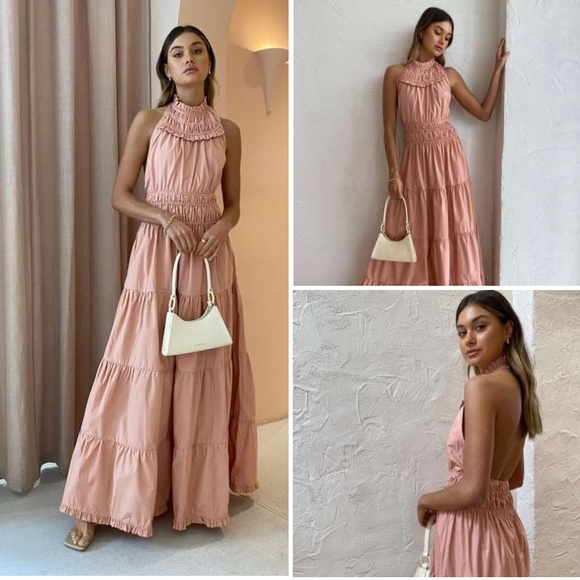 NWT MAGALI PASCAL Jaqueline Jacqueline COTTON tiered ruched maxi dress gown - Picture 11 of 16